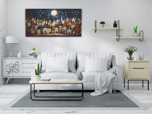 Diamond Painting - Små huse om natten