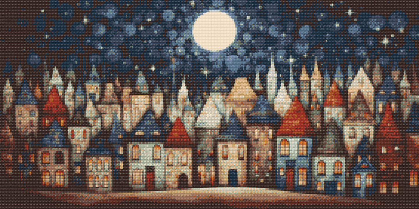 Diamond Painting - Små huse om natten