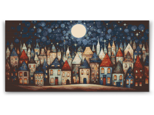 Diamond Painting - Små huse om natten