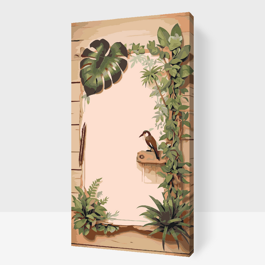 Paint by Numbers - Pergament omgivet af planter