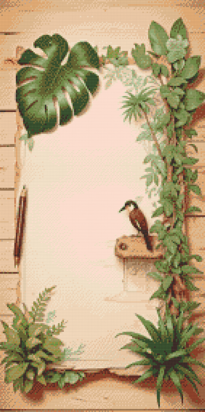 Diamond Painting - Pergament omgivet af planter
