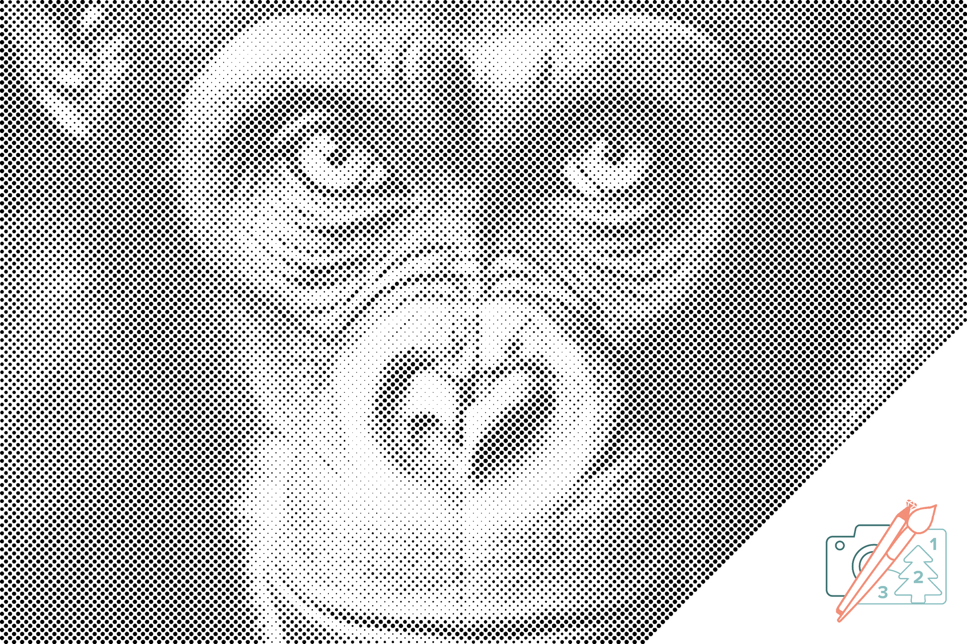 Mal-med-prikker -  Chimpanse tæt på