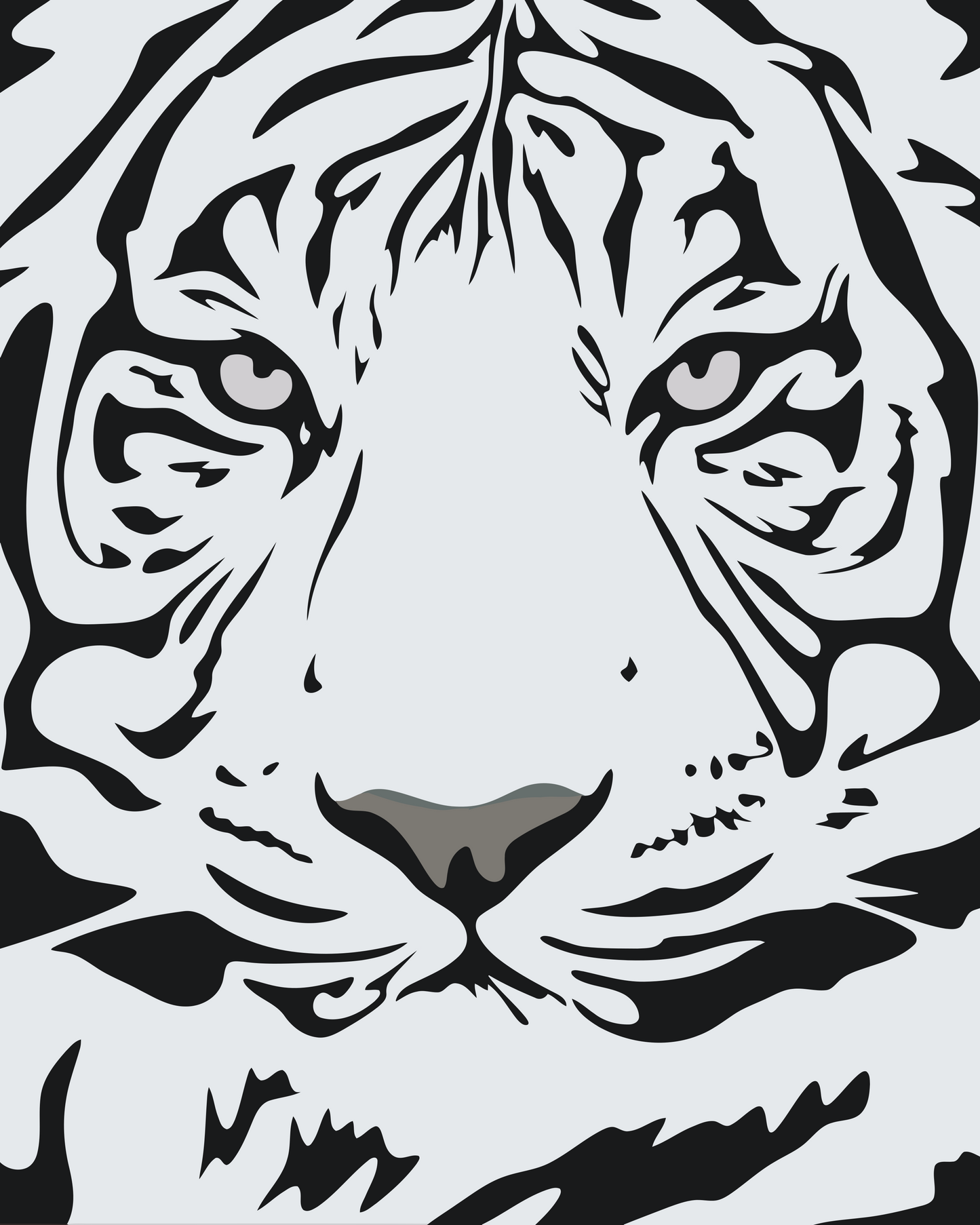 Paint by Numbers - Sort-hvidt tigerhoved