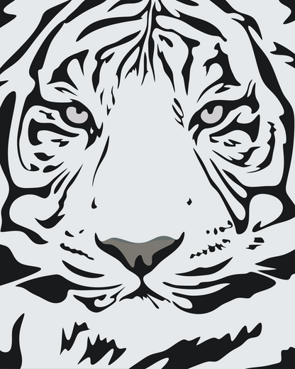 Paint by Numbers - Sort-hvidt tigerhoved