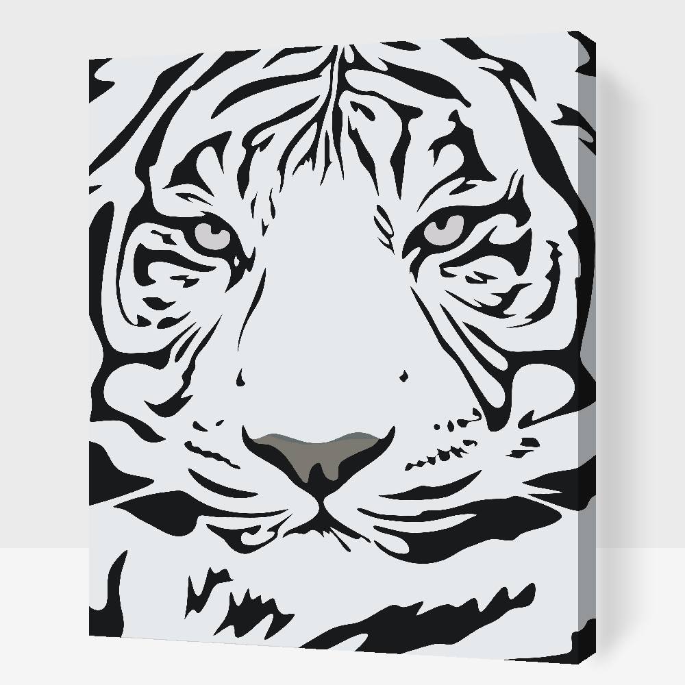 Paint by Numbers - Sort-hvidt tigerhoved