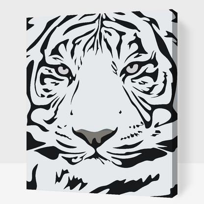 Paint by Numbers - Sort-hvidt tigerhoved
