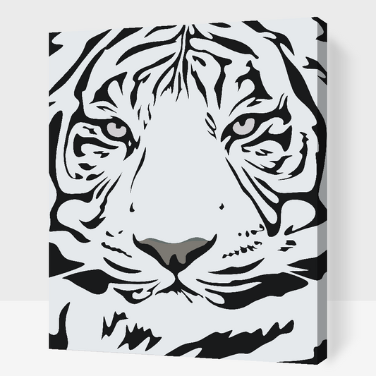 Paint by Numbers - Sort-hvidt tigerhoved