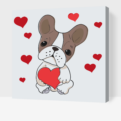 Paint by Numbers - Hund med hjerter