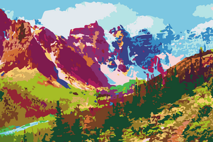 Paint by Numbers - Farverige bjerge