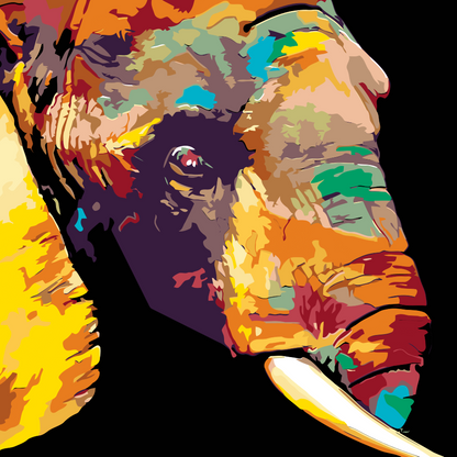 Paint by Numbers - Farvet elefant