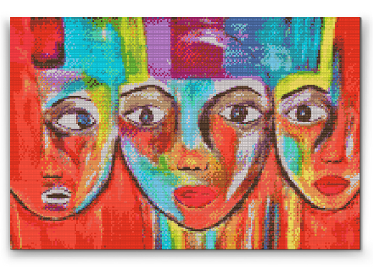 Diamond Painting - Farverige ansigter