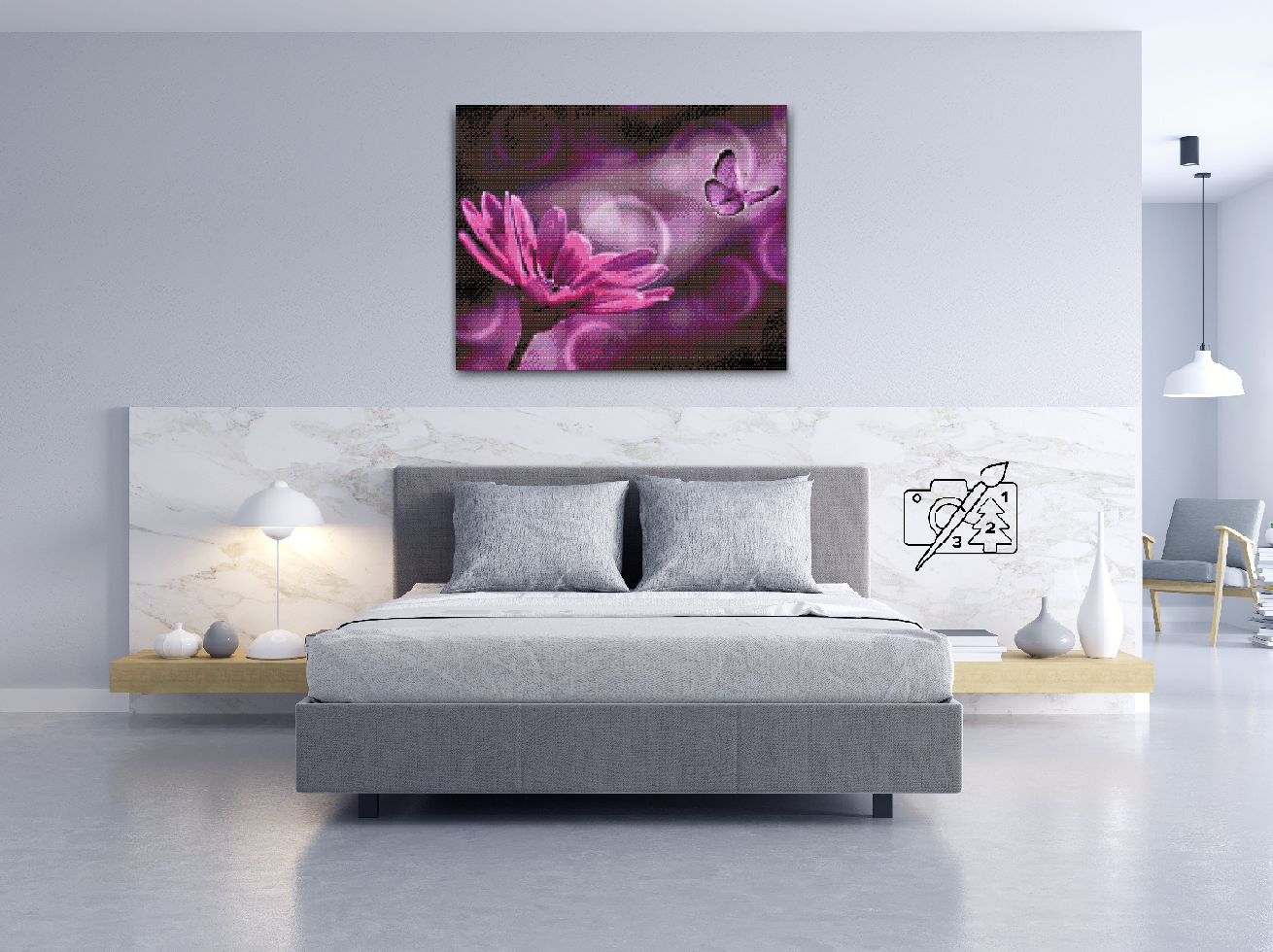 Diamond Painting - Butterfly og Gerbera