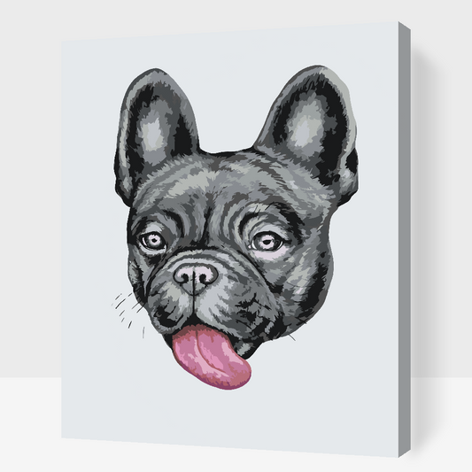 Paint by Numbers - Bulldog med tunge ude