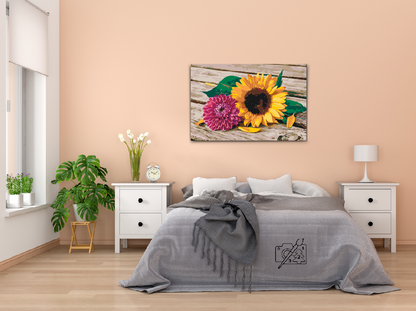 Paint by Numbers - Solsikke og lyserød dahlia