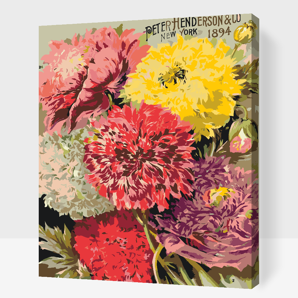 Paint by Numbers - Retro farverige blomster