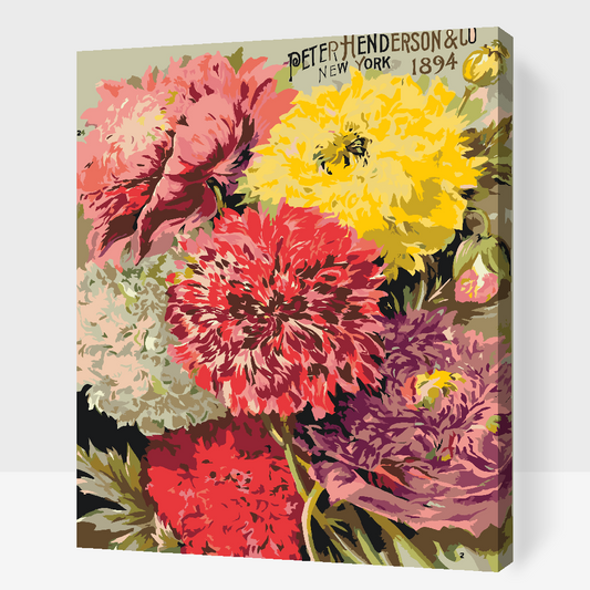 Paint by Numbers - Retro farverige blomster