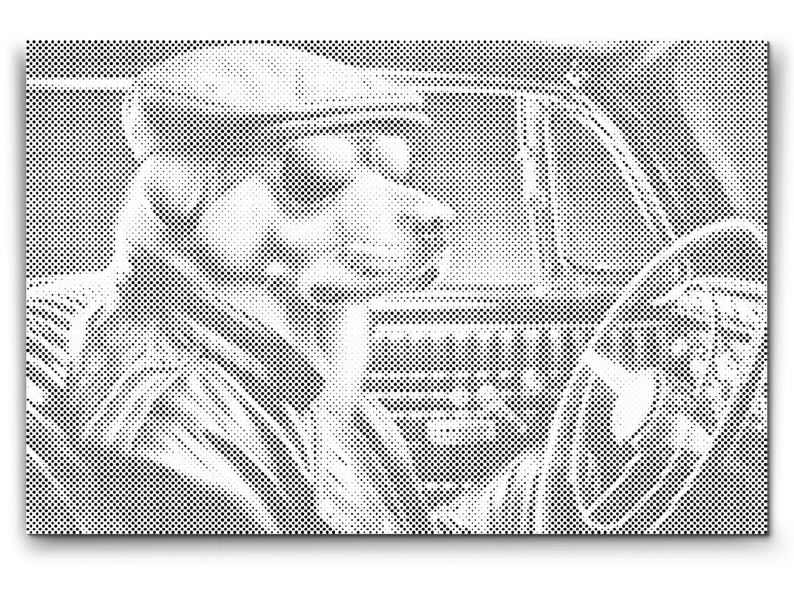 Mal-med-prikker -  En hund i en sort cabriolet