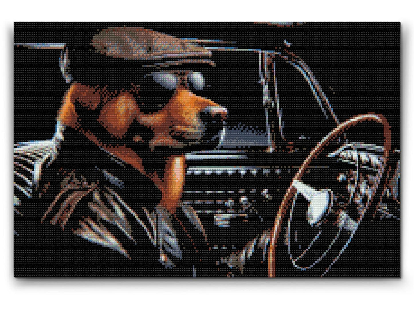 Diamond Painting - En hund i en sort cabriolet