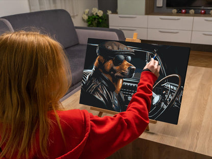 Paint by Numbers - En hund i en sort cabriolet