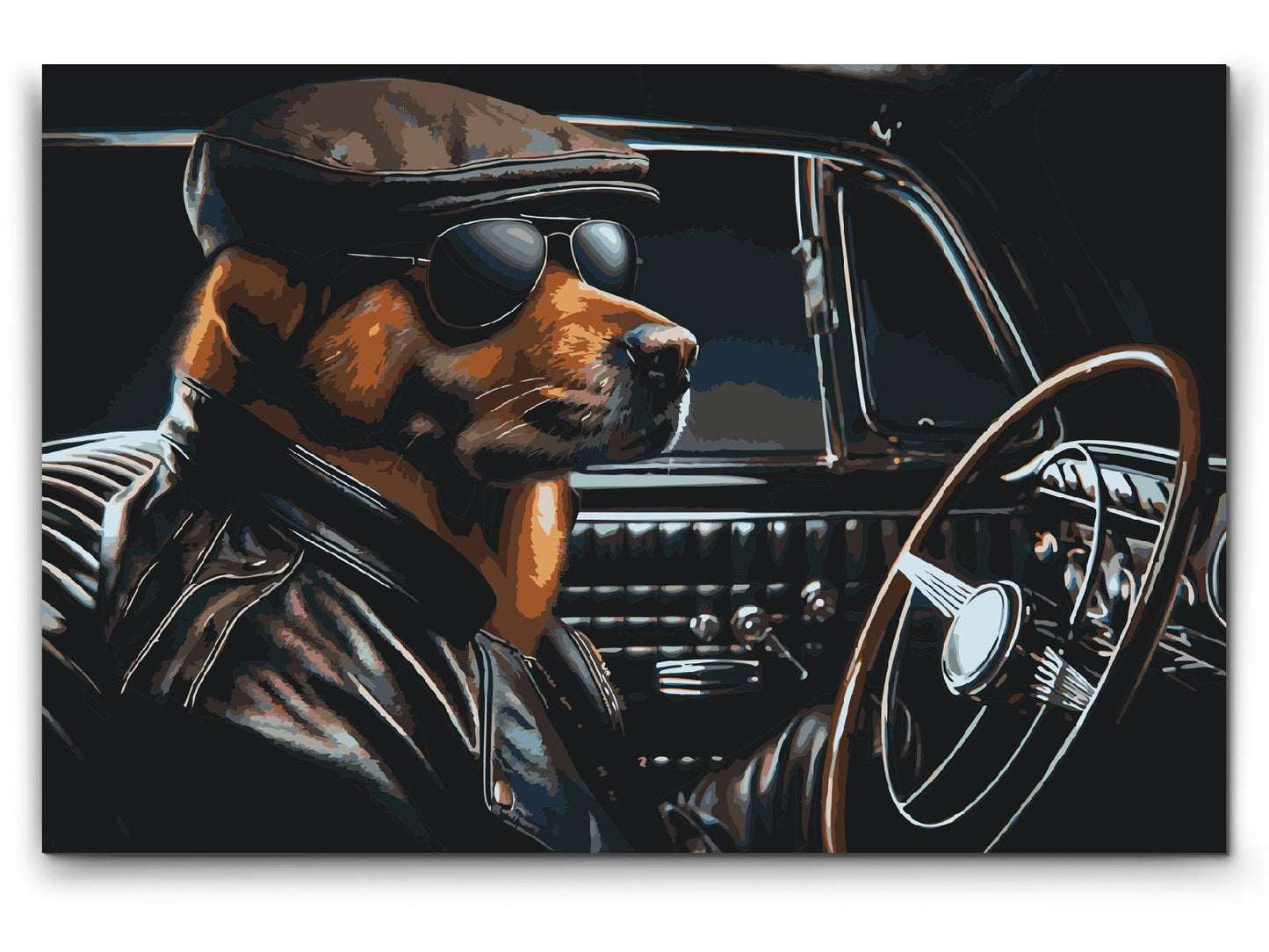 Paint by Numbers - En hund i en sort cabriolet