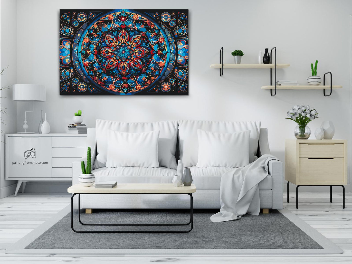 Paint by Numbers - Mandala med en blomst i midten