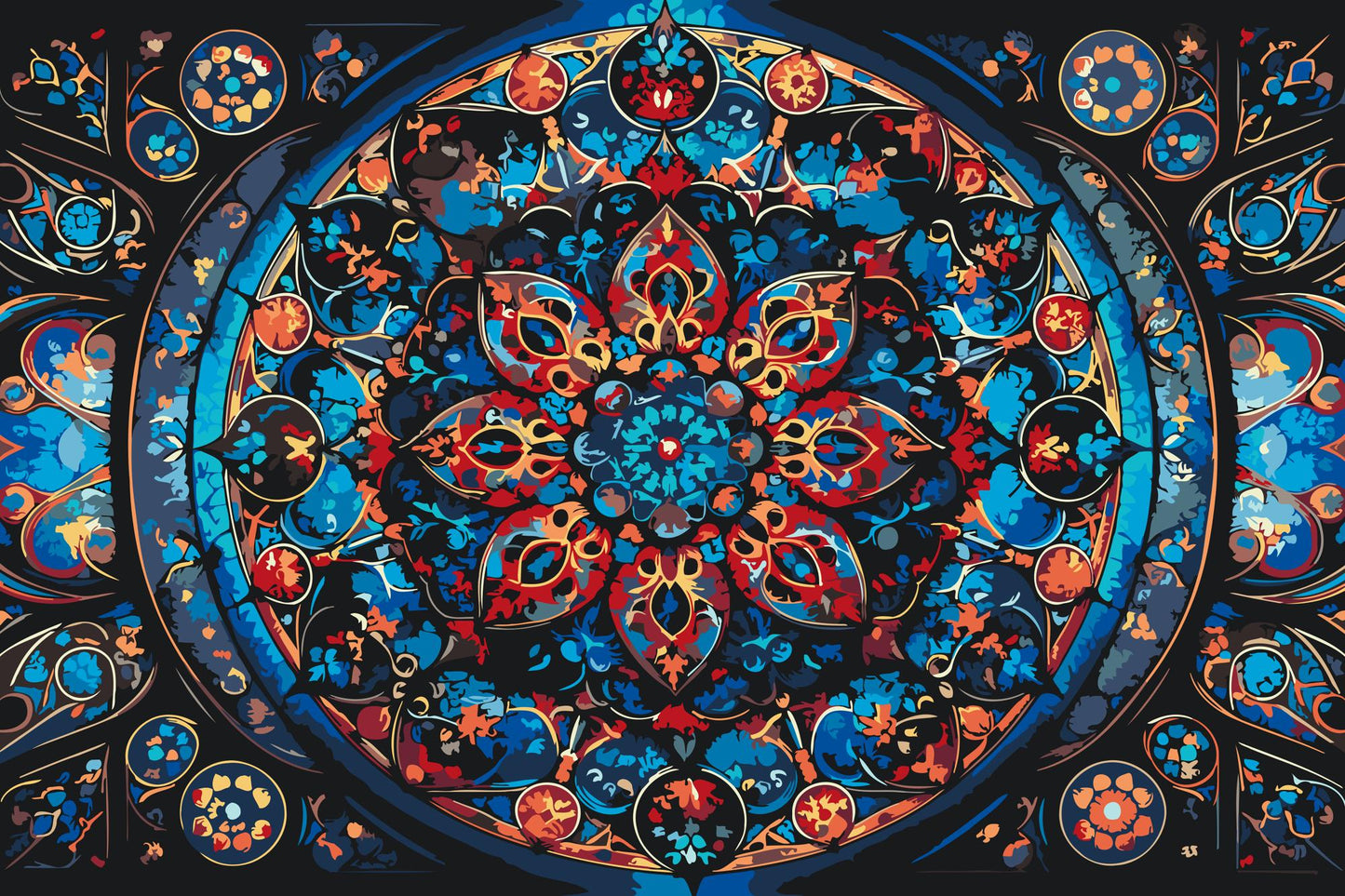 Paint by Numbers - Mandala med en blomst i midten