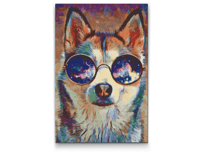 Diamond Painting - Husky med briller