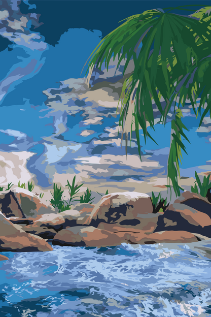 Paint by Numbers - Ocean og Palmetræ