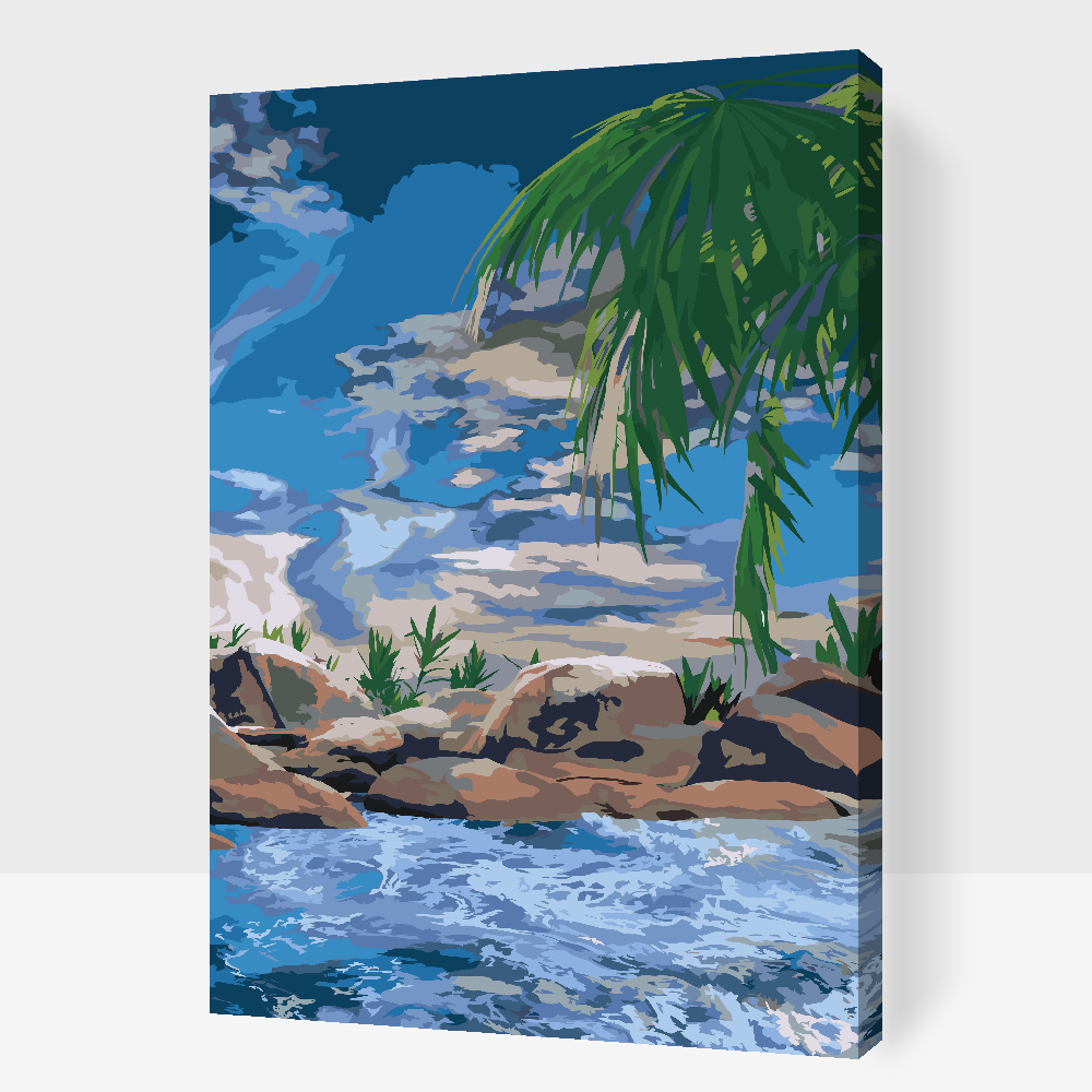 Paint by Numbers - Ocean og Palmetræ