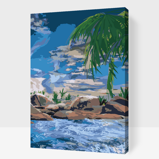 Paint by Numbers - Ocean og Palmetræ
