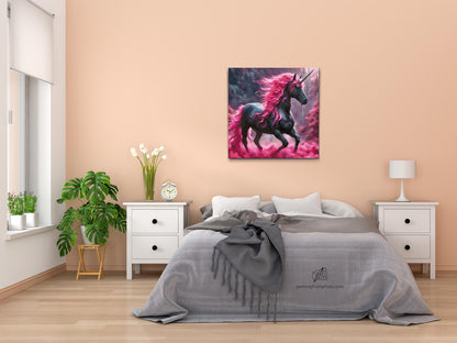 Diamond Painting - Sort og lyserød enhjørning