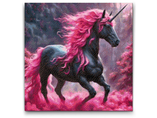 Diamond Painting - Sort og lyserød enhjørning