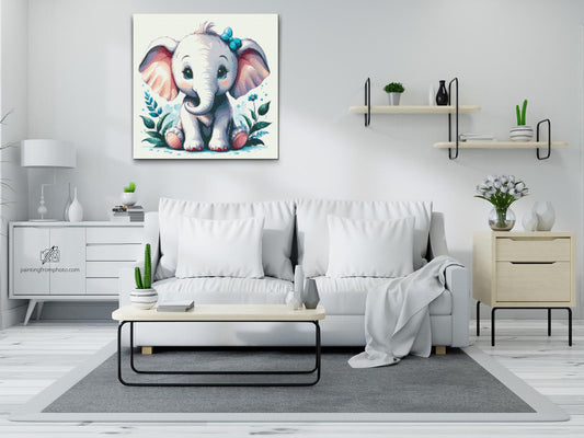 Diamond Painting - Sød elefant med røde kinder