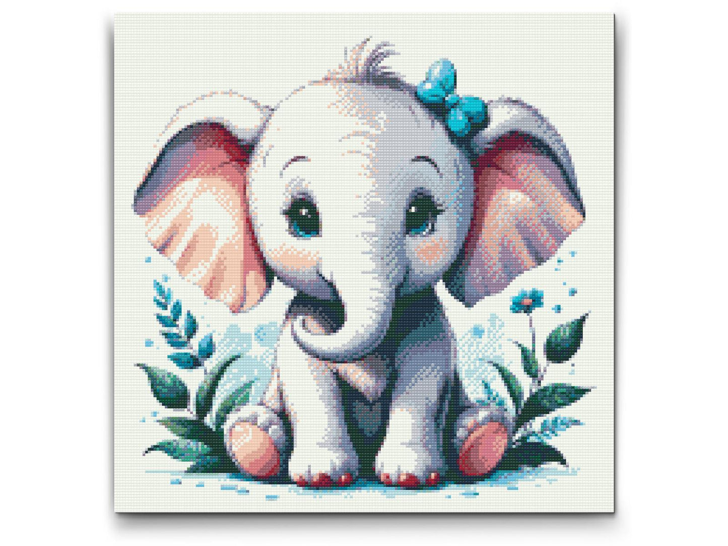 Diamond Painting - Sød elefant med røde kinder