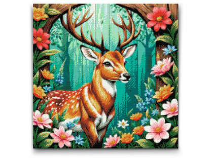 Diamond Painting - Hjorte med sarte blomster