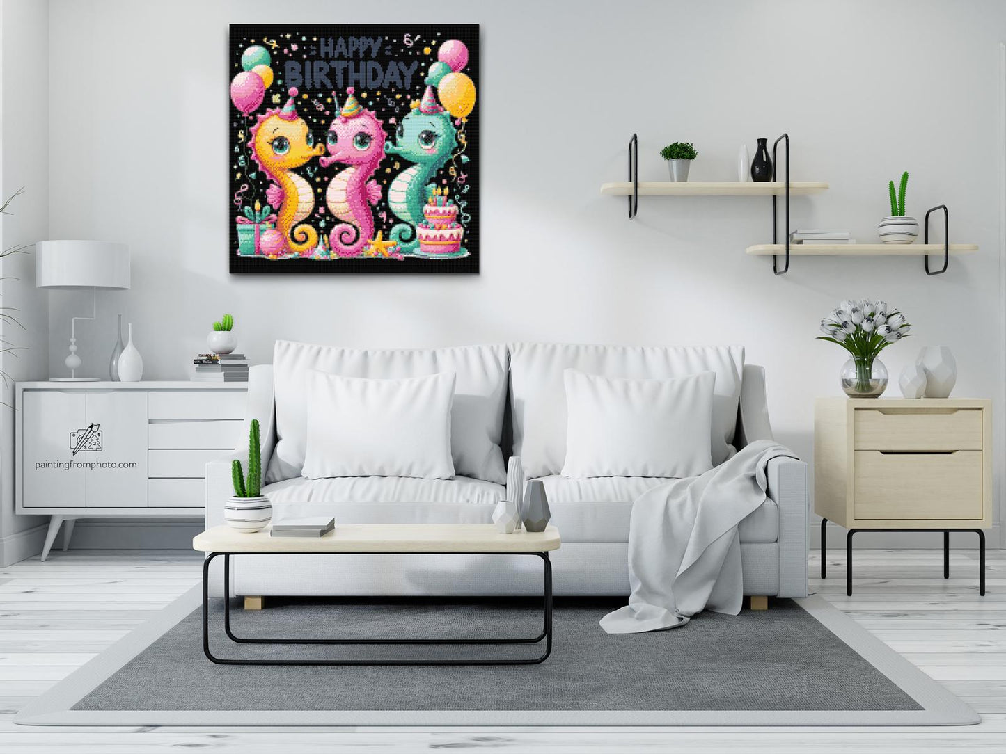 Diamond Painting - Søhestene ønsker dig tillykke med fødselsdagen