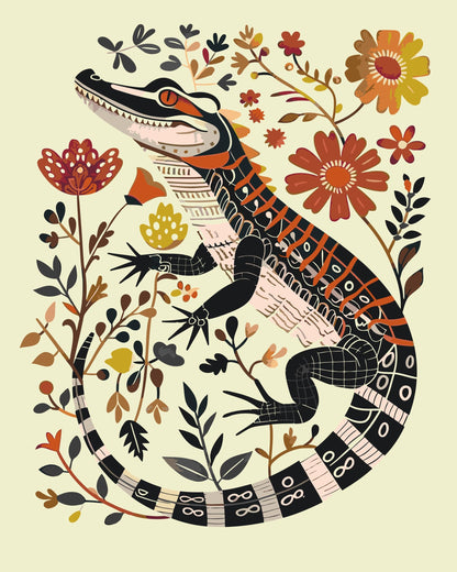 Paint by Numbers - Nordisk folkekunst - Alligator