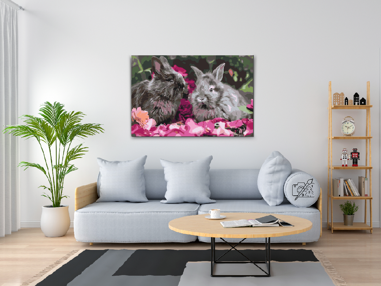 Paint by Numbers - Kaniner blandt blomster
