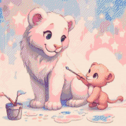 Diamond Painting - Maleri i skyerne – løver