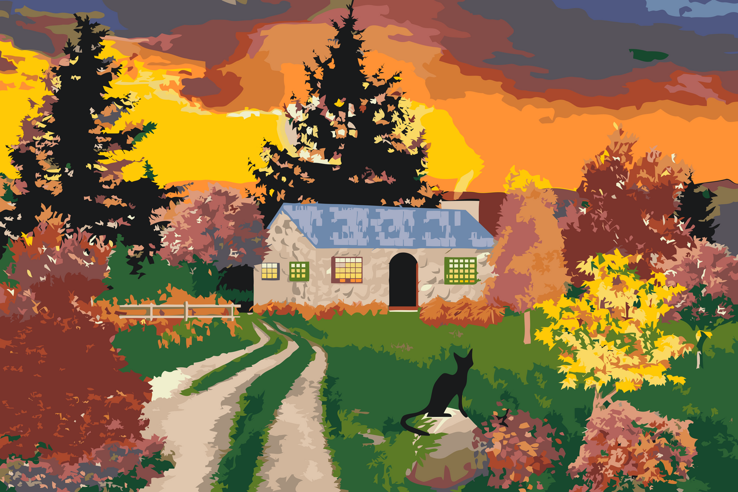 Paint by Numbers - Hus i naturen