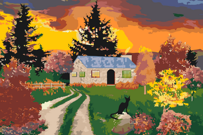 Paint by Numbers - Hus i naturen