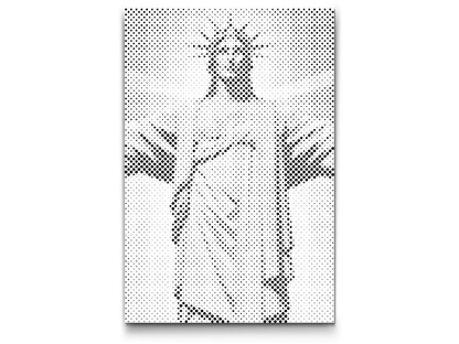 Mal-med-prikker -  Jesusstatue på tæt hold
