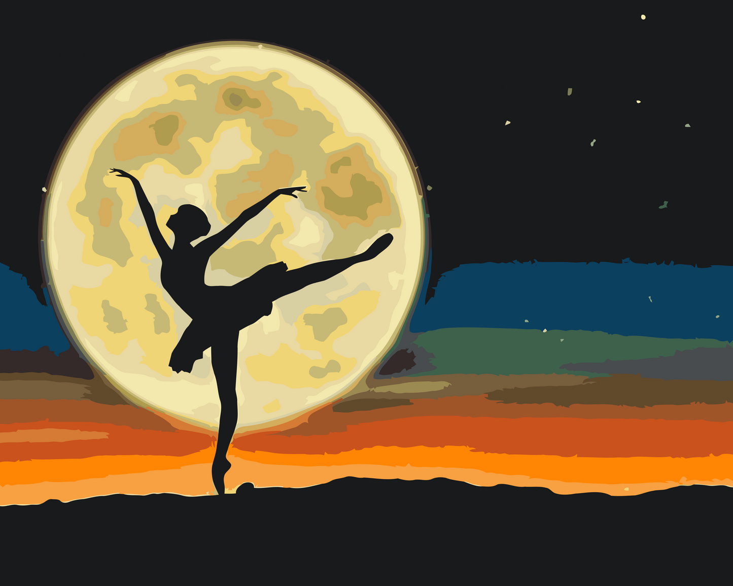 Paint by Numbers - Ballerina ved fuldmåne