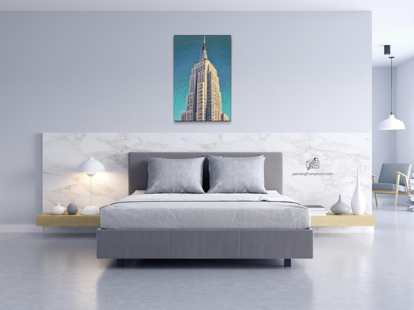 Diamond Painting - Empire state-opbygning på tæt hold
