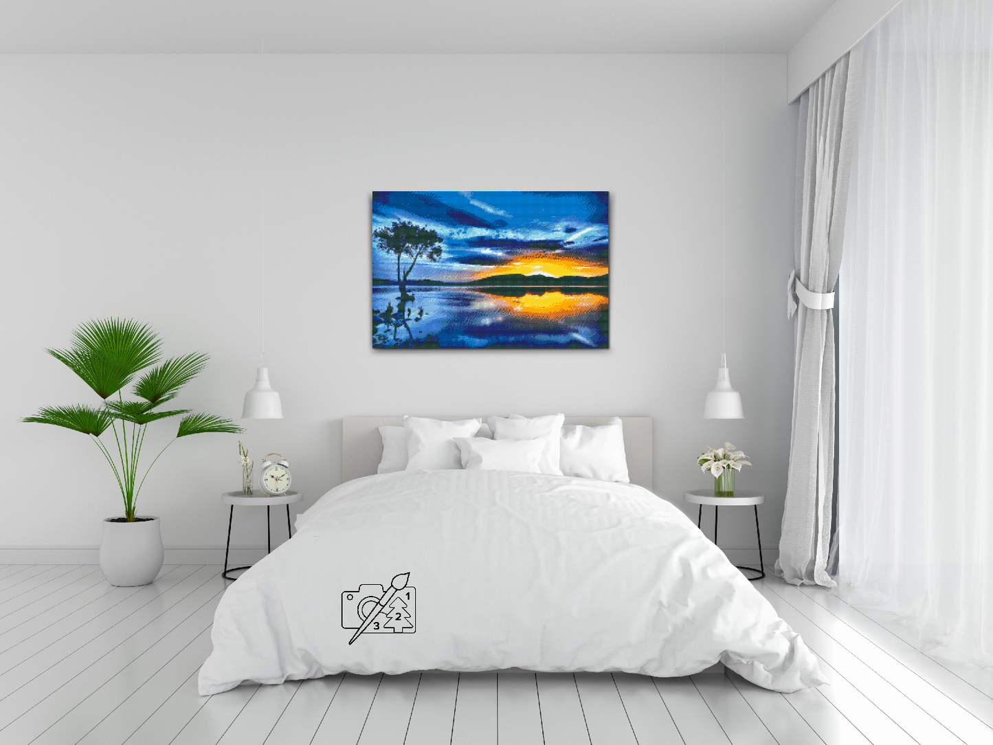 Diamond Painting - Solnedgang og Mørkt Træ