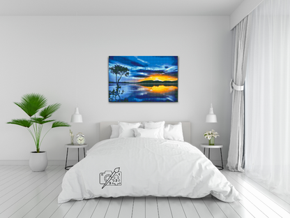 Diamond Painting - Solnedgang og Mørkt Træ