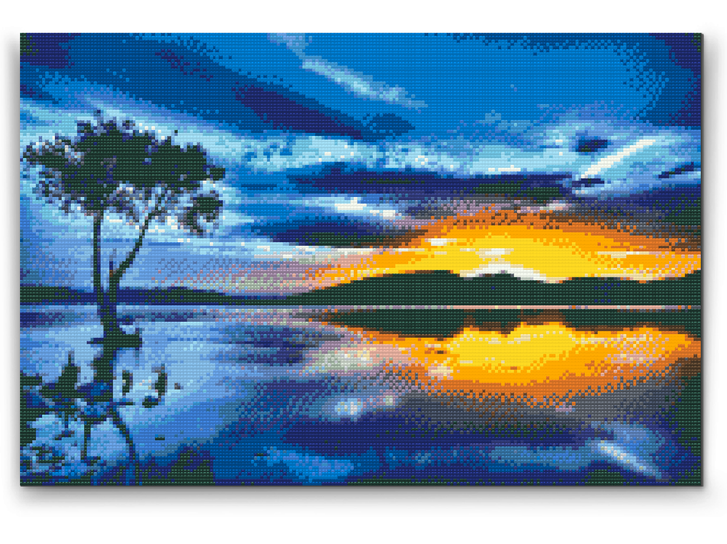 Diamond Painting - Solnedgang og Mørkt Træ