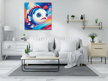 Diamond Painting - Fisk i nuancer af rød og blå