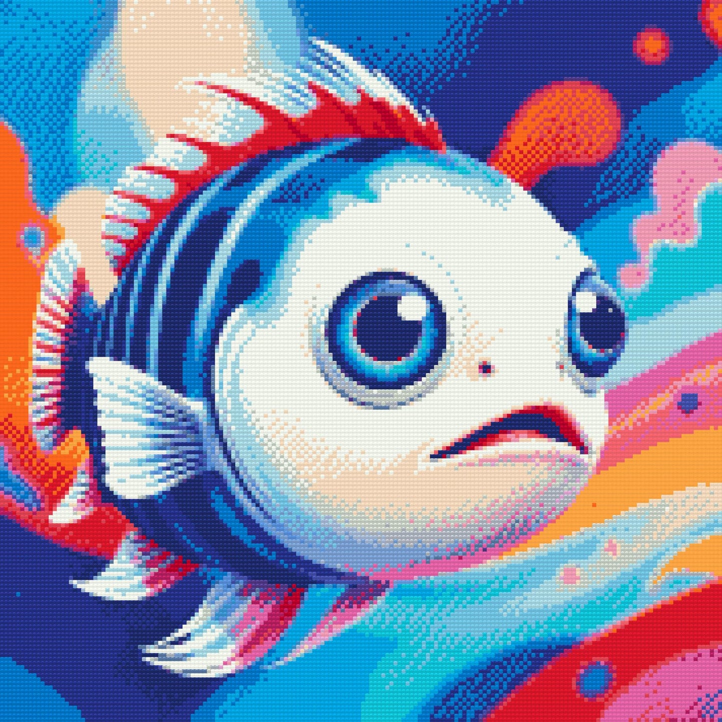 Diamond Painting - Fisk i nuancer af rød og blå