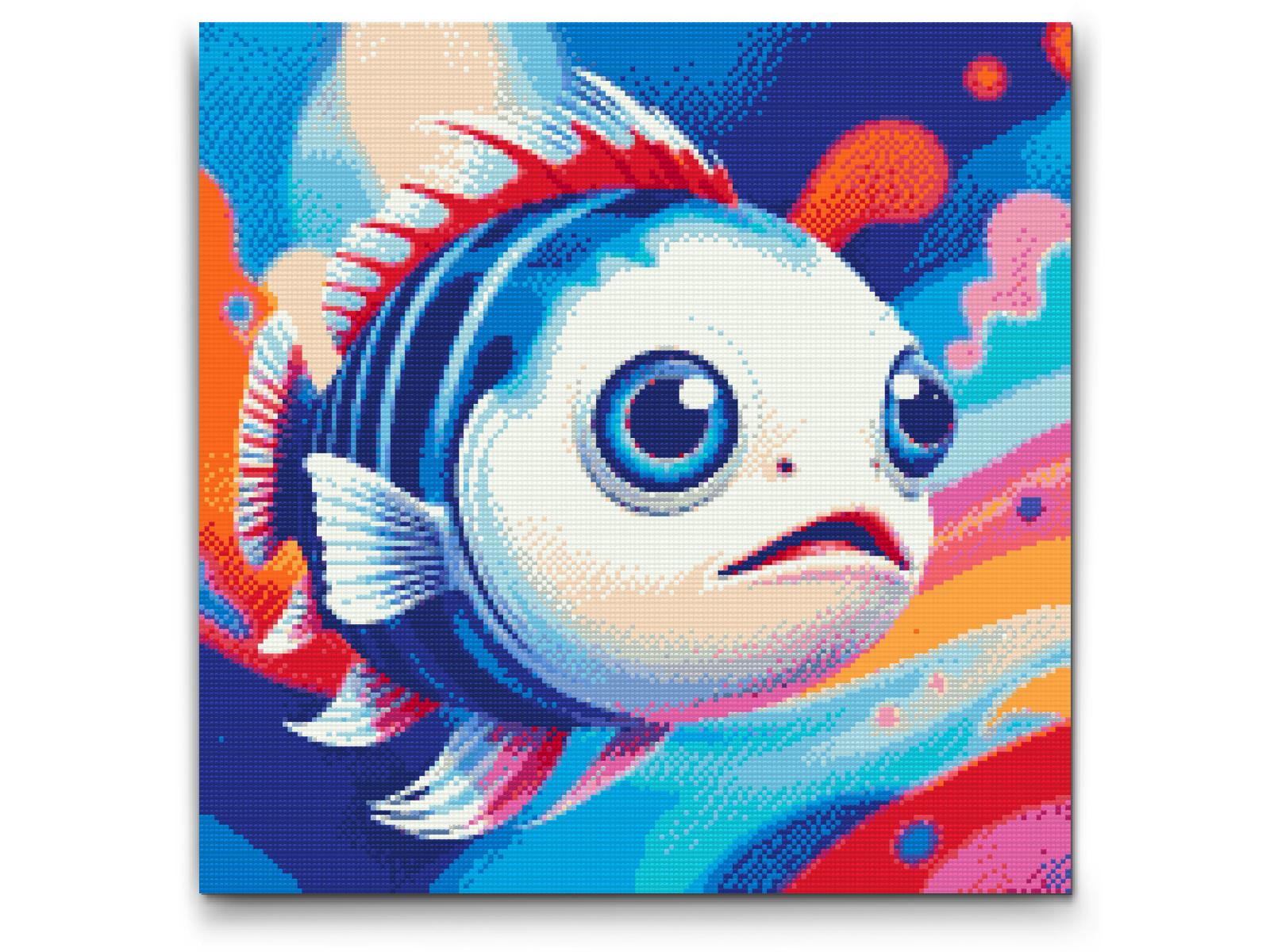 Diamond Painting - Fisk i nuancer af rød og blå
